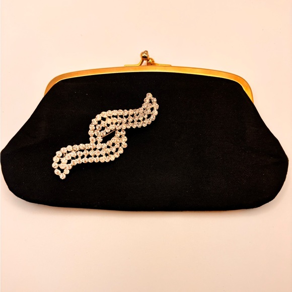 Vintage Clear Rhinestone Treble Clef Ribbon Brooch - Picture 7 of 12